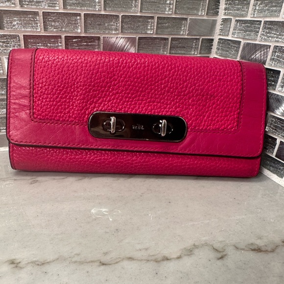 Coach Handbags - Coach leather wallet barbie pink